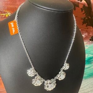 NWT Folli Follie Silver Floral Necklace